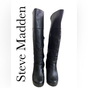 SB20 Steve Madden GRIGIO Knee High Black Women's Boots Size 6.5M